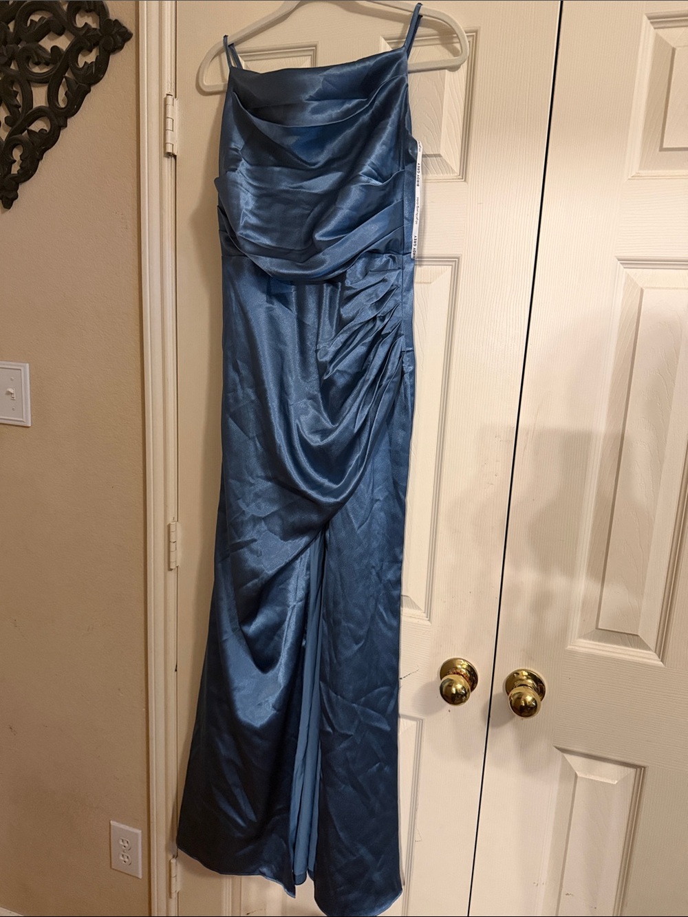 Birdy Grey Shimmery Slate Blue Satin Dress